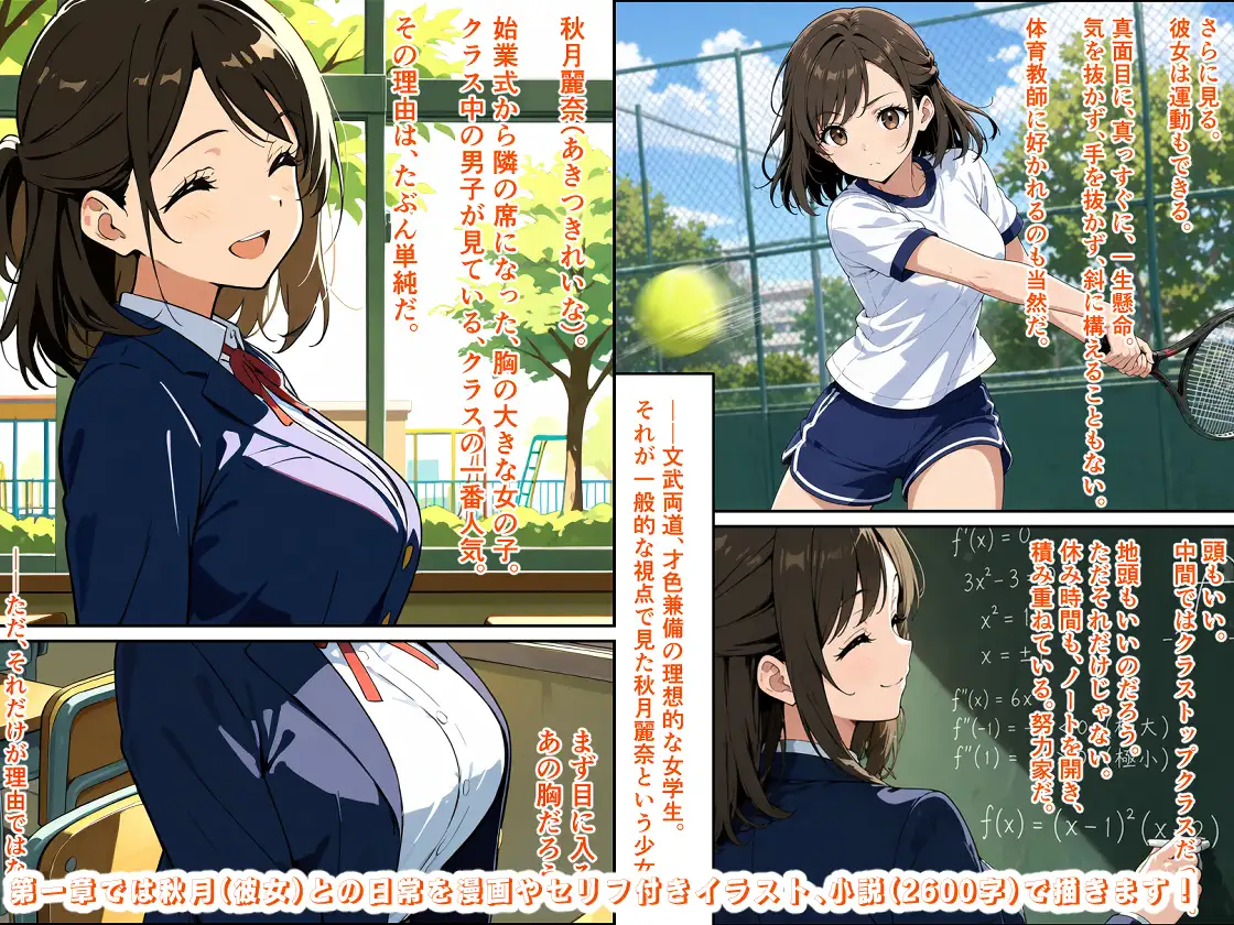 【どの娘とHする?】クラスで一番人気の美少女巨乳J〇・秋月麗奈の淫らな素顔を堪能するリアルSEXシミュレーション【1人目】 サンプル画像 2