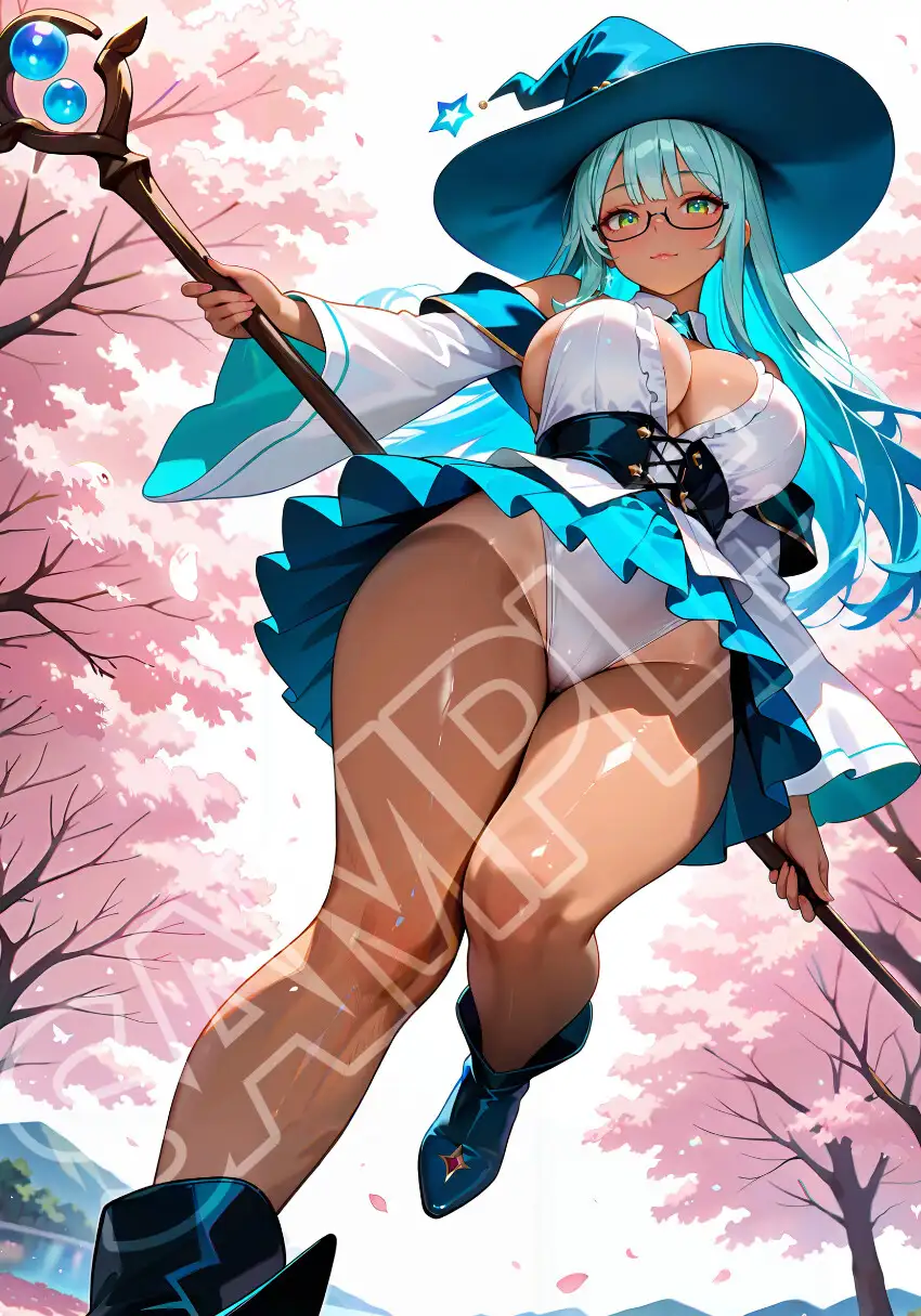 褐色水魔女と桜デート サンプル画像 3