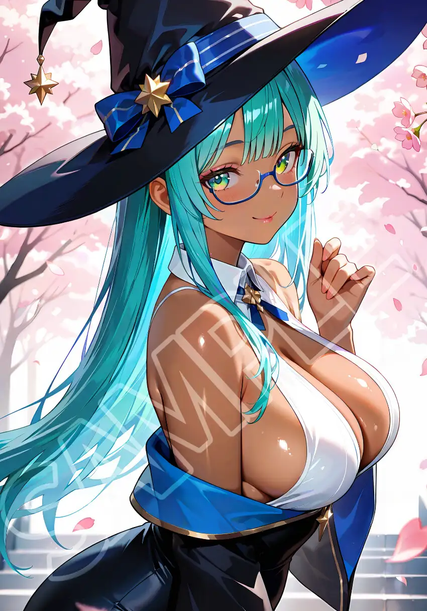 褐色水魔女と桜デート サンプル画像 5