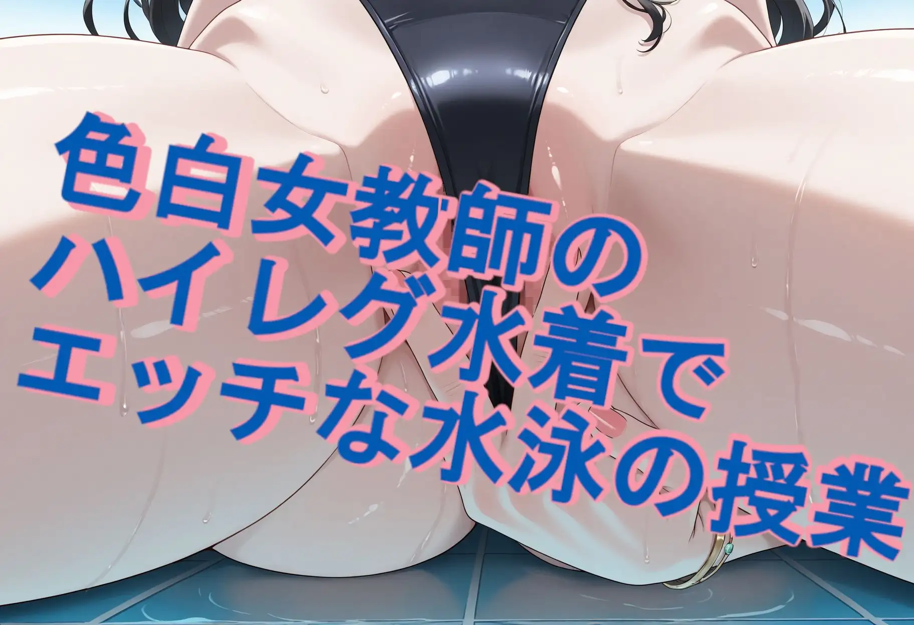 色白女教師のハイレグ水着でエッチな水泳の授業。超アップ(近い)の水着とマンチラ付き。 サンプル画像 2