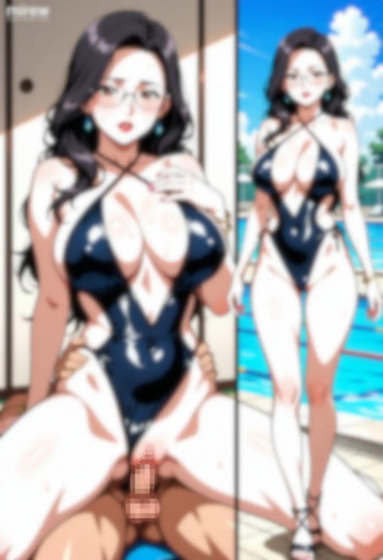 色白女教師のハイレグ水着でエッチな水泳の授業。超アップ(近い)の水着とマンチラ付き。 サンプル画像 7