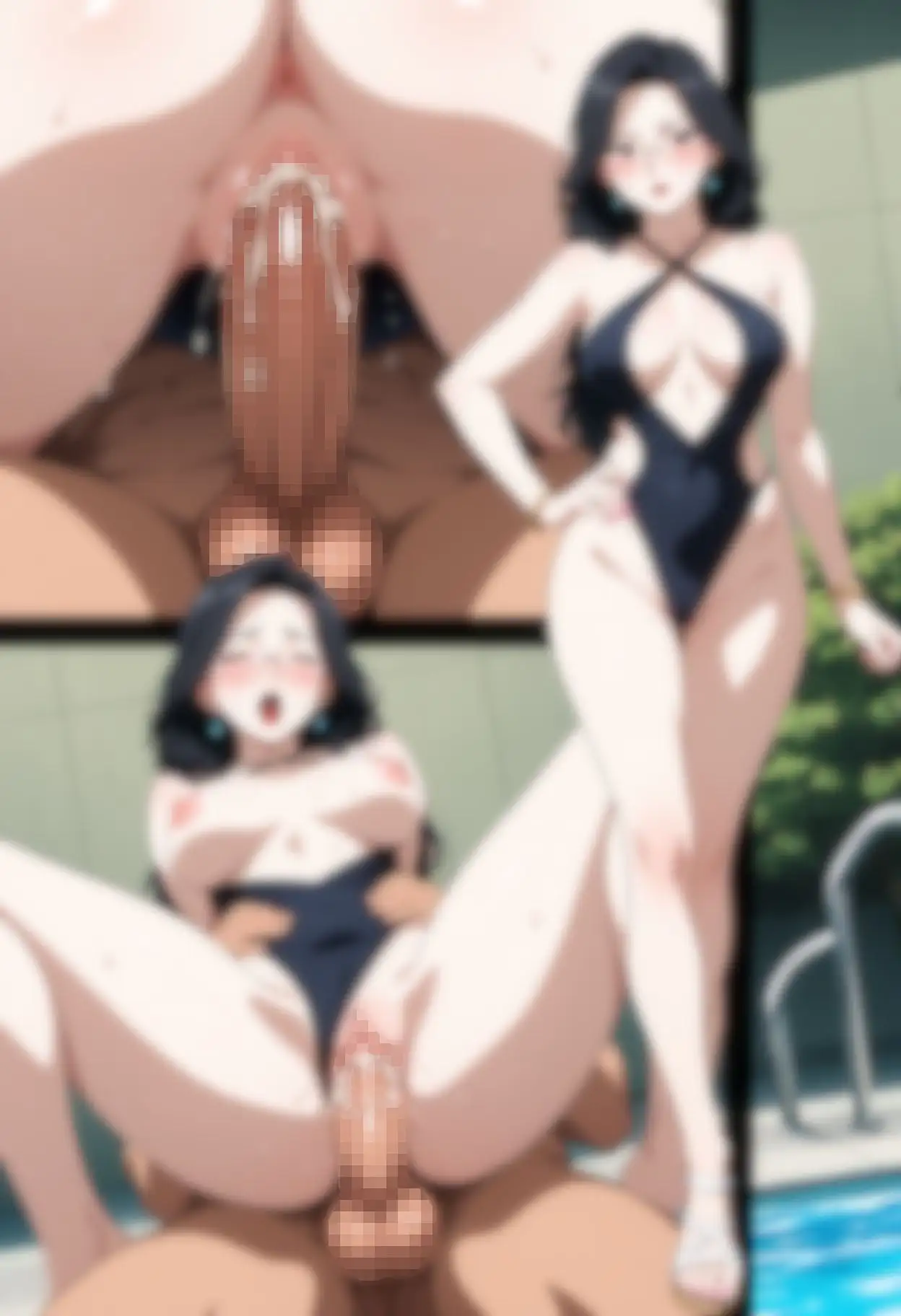色白女教師のハイレグ水着でエッチな水泳の授業。超アップ(近い)の水着とマンチラ付き。 サンプル画像 9