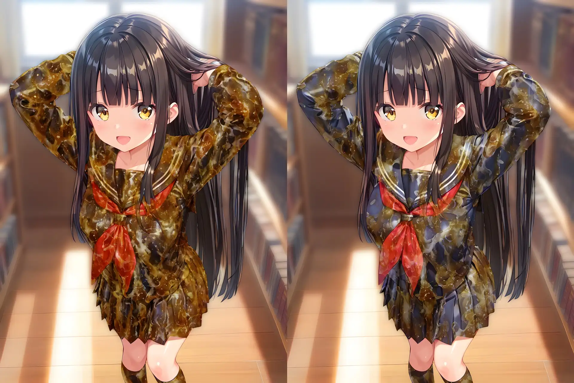 黒髪美少女のセーラー服をぶっかけ無洗浄 サンプル画像 2