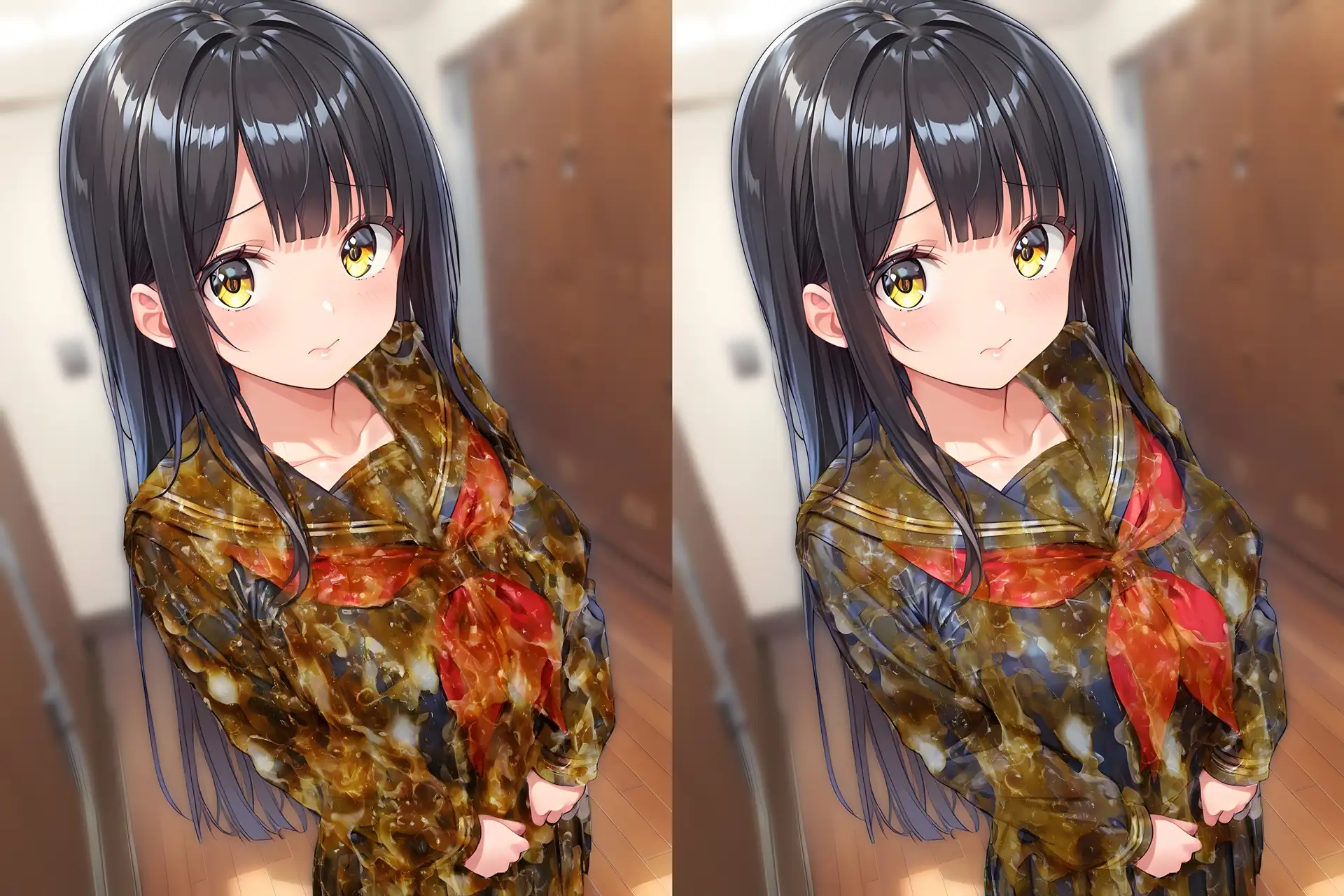 黒髪美少女のセーラー服をぶっかけ無洗浄 サンプル画像 4
