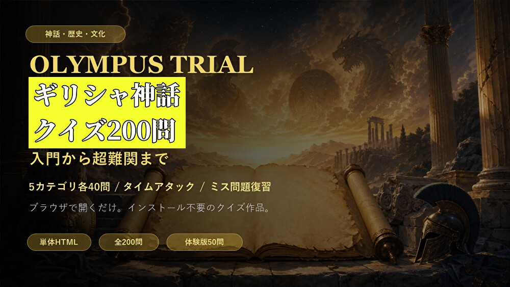 ギリシャ神話クイズ200問 入門から超難関まで 画像1