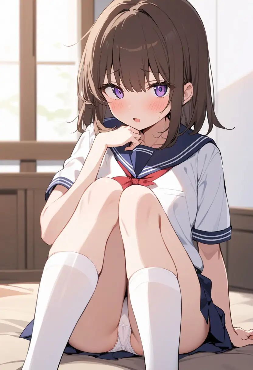 セーラー服でパンチラ×8ポーズ サンプル画像 10