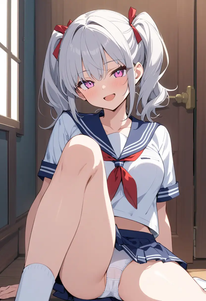 セーラー服でパンチラ×8ポーズ サンプル画像 2