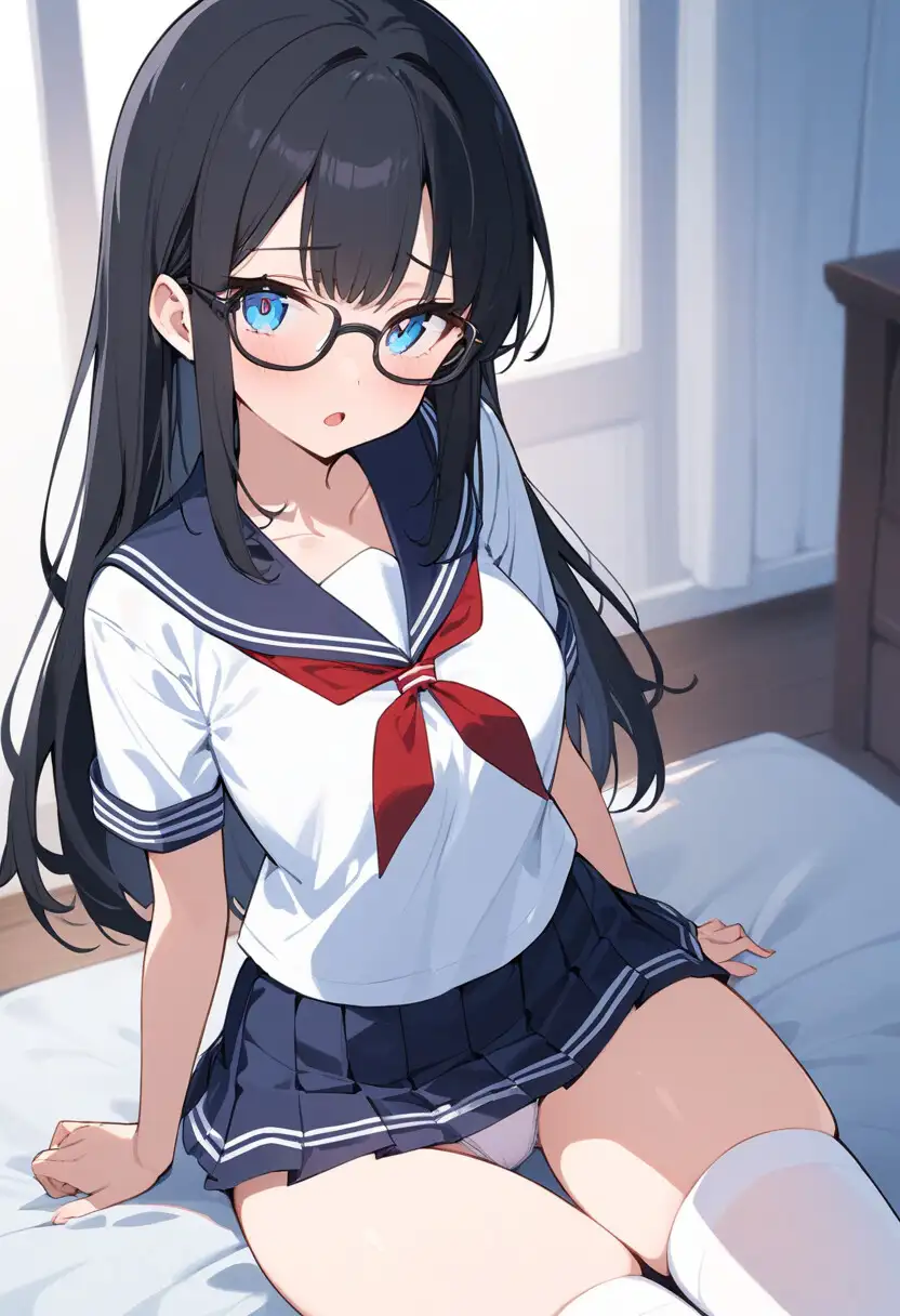 セーラー服でパンチラ×8ポーズ サンプル画像 5
