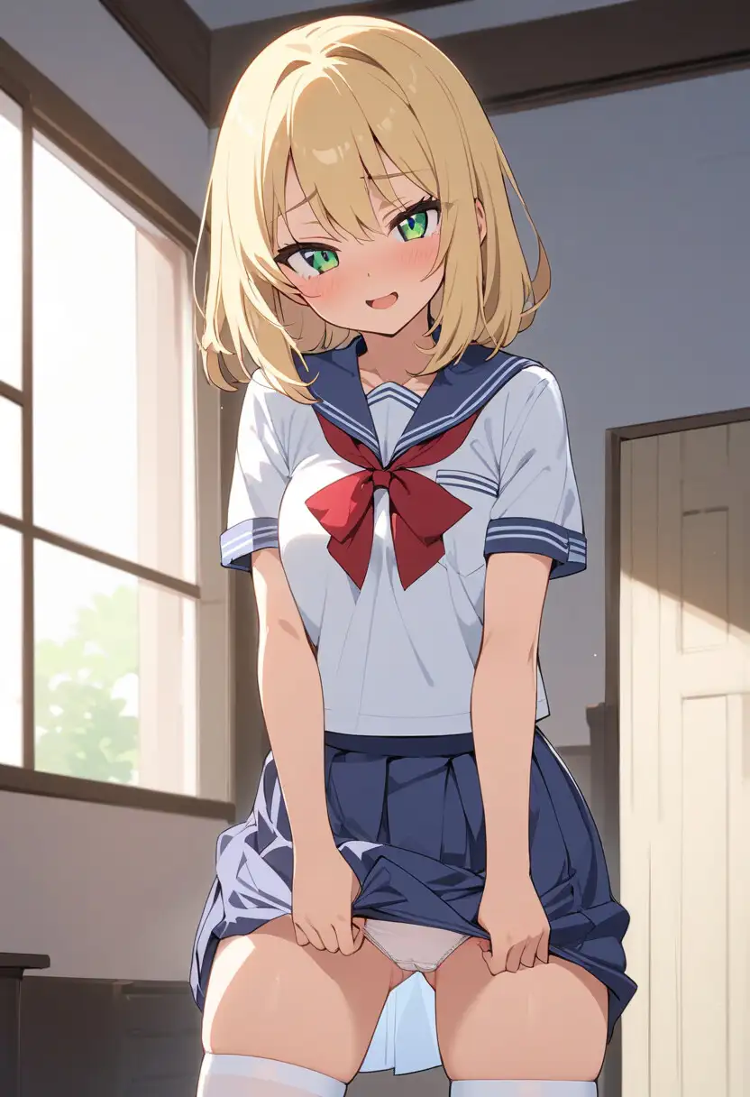 セーラー服でパンチラ×8ポーズ サンプル画像 6