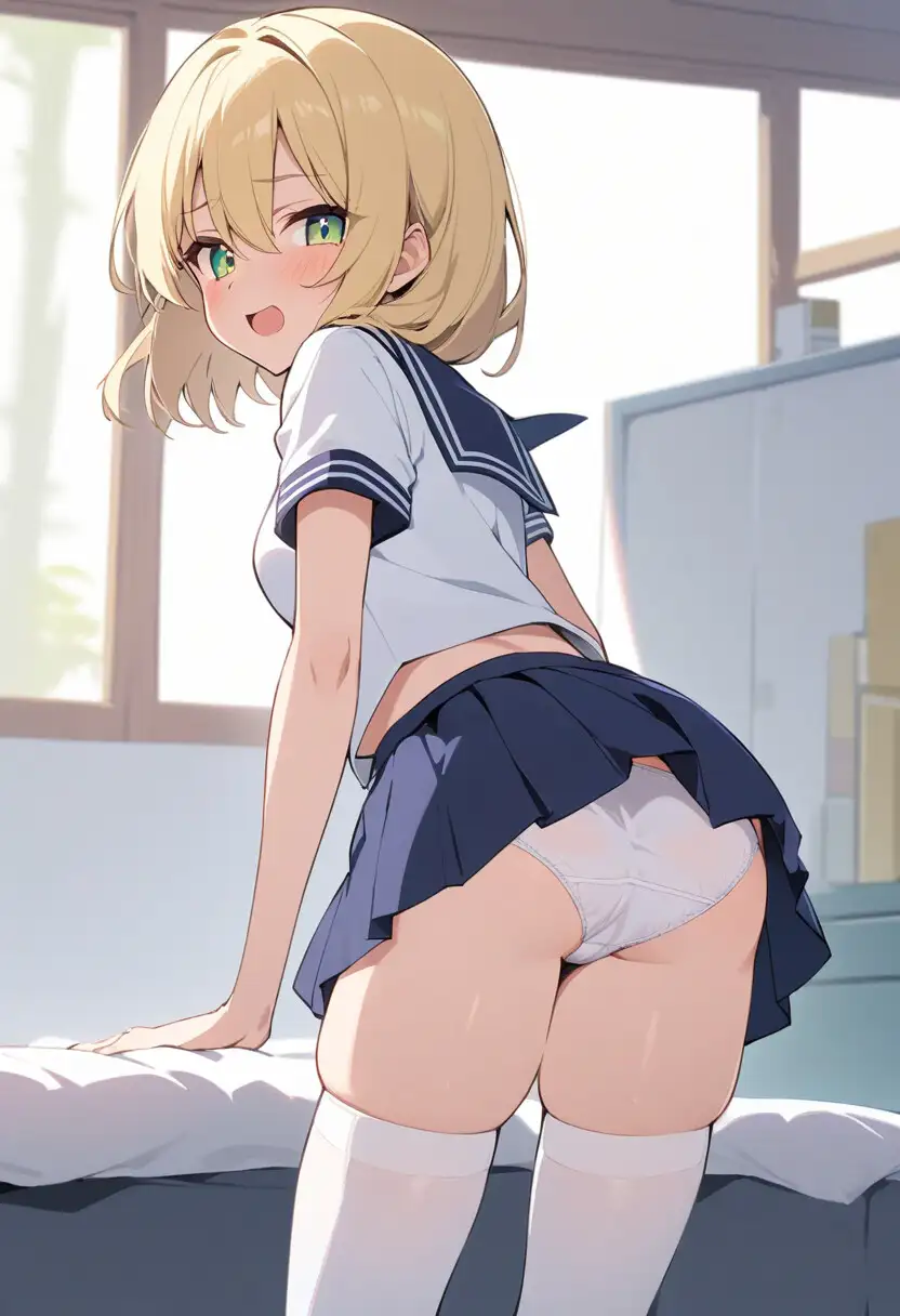 セーラー服でパンチラ×8ポーズ サンプル画像 7