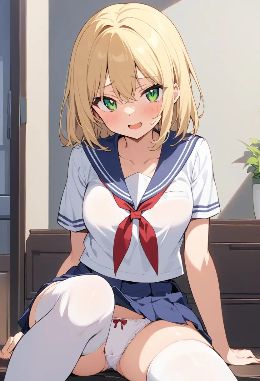セーラー服でパンチラ×8ポーズ サンプル画像 8