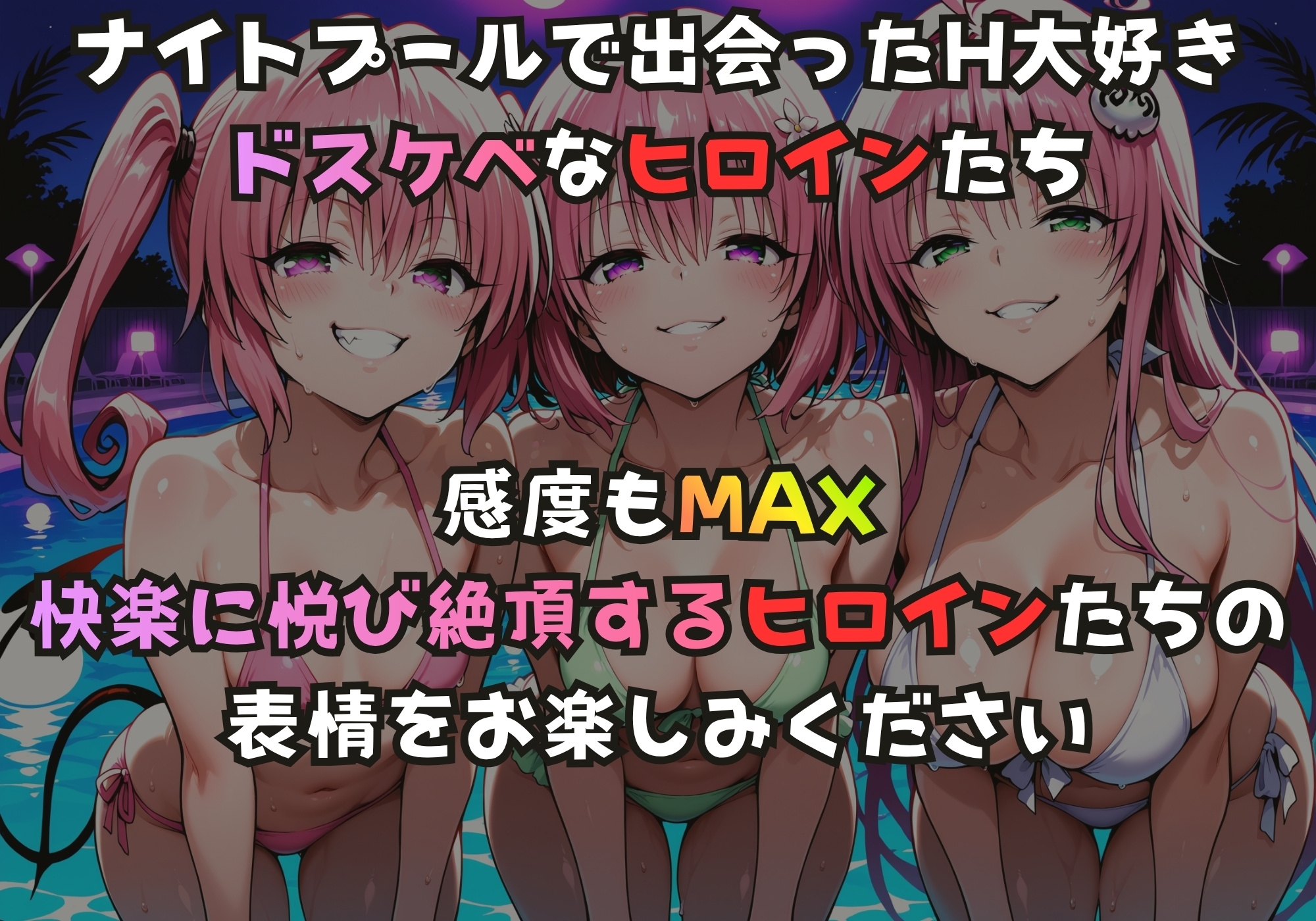 ナイトプールでガンギマるドスケベヒロイン ナ〇&モ〇&ラ〇_1