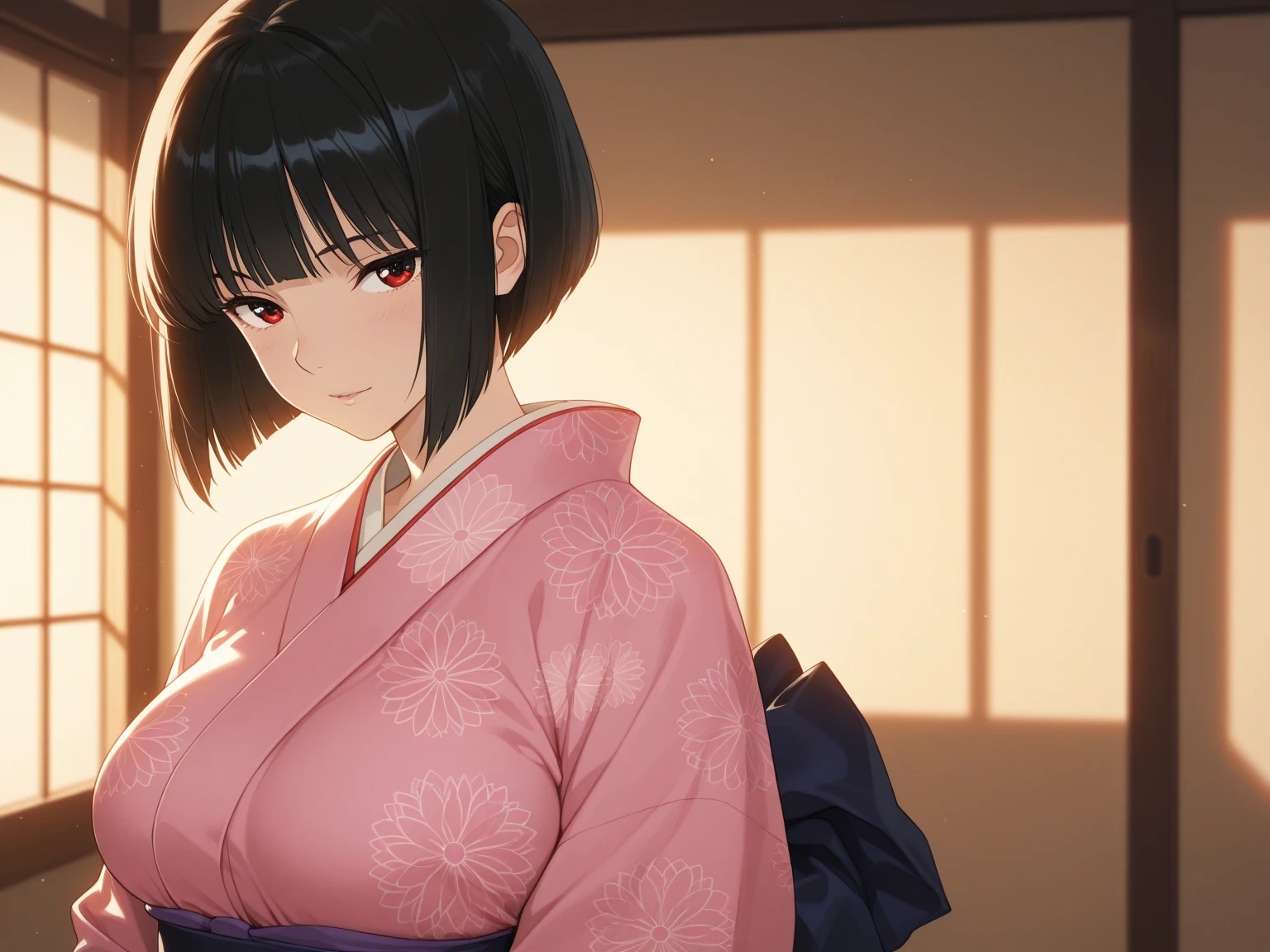 黒髪ボブスタイルOLと青髪清掃員女子と黒髪ボブスタイル着物女子_5