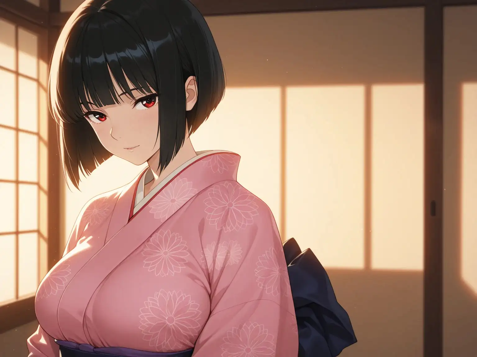 黒髪ボブスタイルOLと青髪清掃員女子と黒髪ボブスタイル着物女子 サンプル画像 5