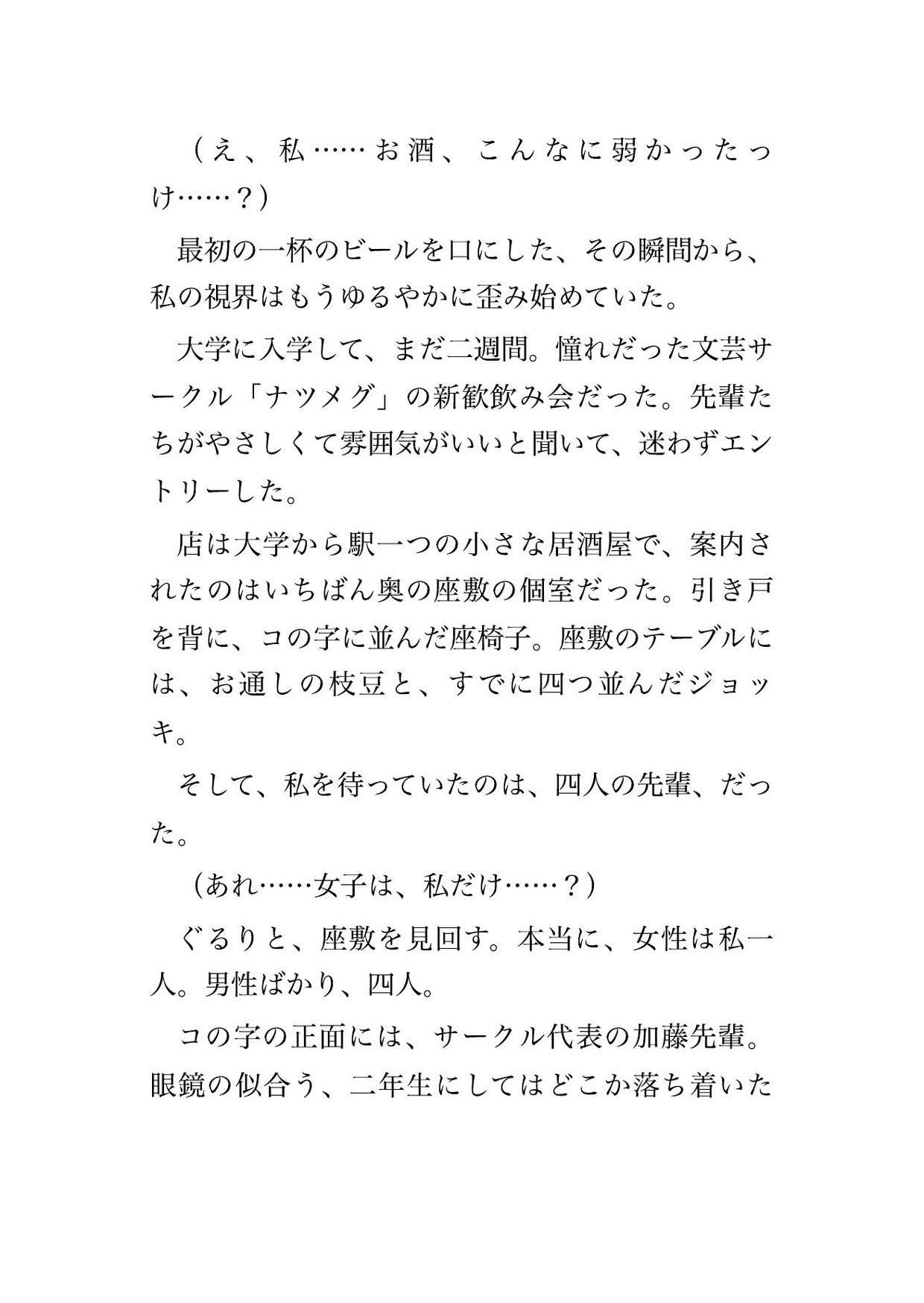 大学新歓飲み会で女子1人に対して先輩4人で囲まれて念入りに介抱されてしまう♡♡♡ 画像1