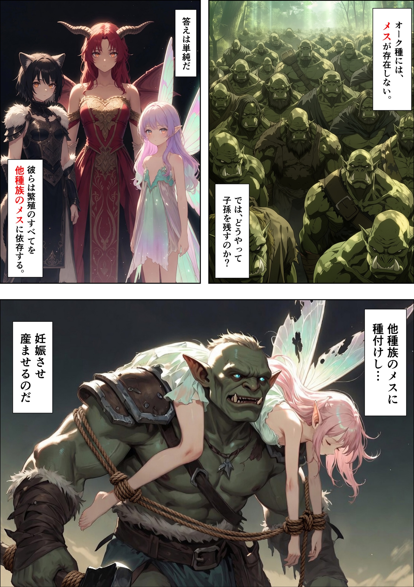 【だるじゃんMC】また本作品は生成AIを活用して制作されています『オークの種付け調査記録 〜エルフを妊娠させるまで〜』1