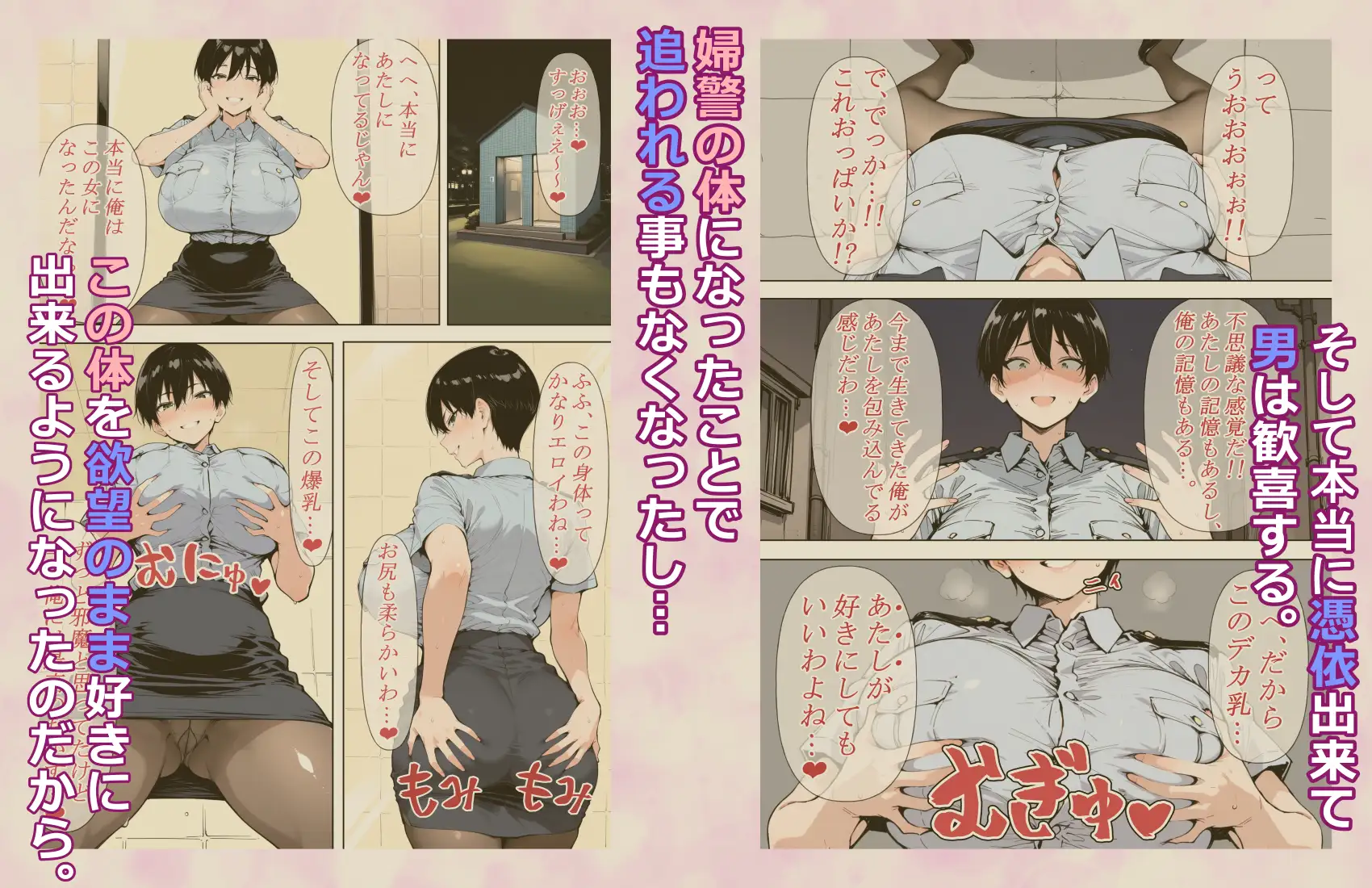 巨乳婦警さんに憑依したのでオナってセクハラして後輩とレズセする!! サンプル画像 3