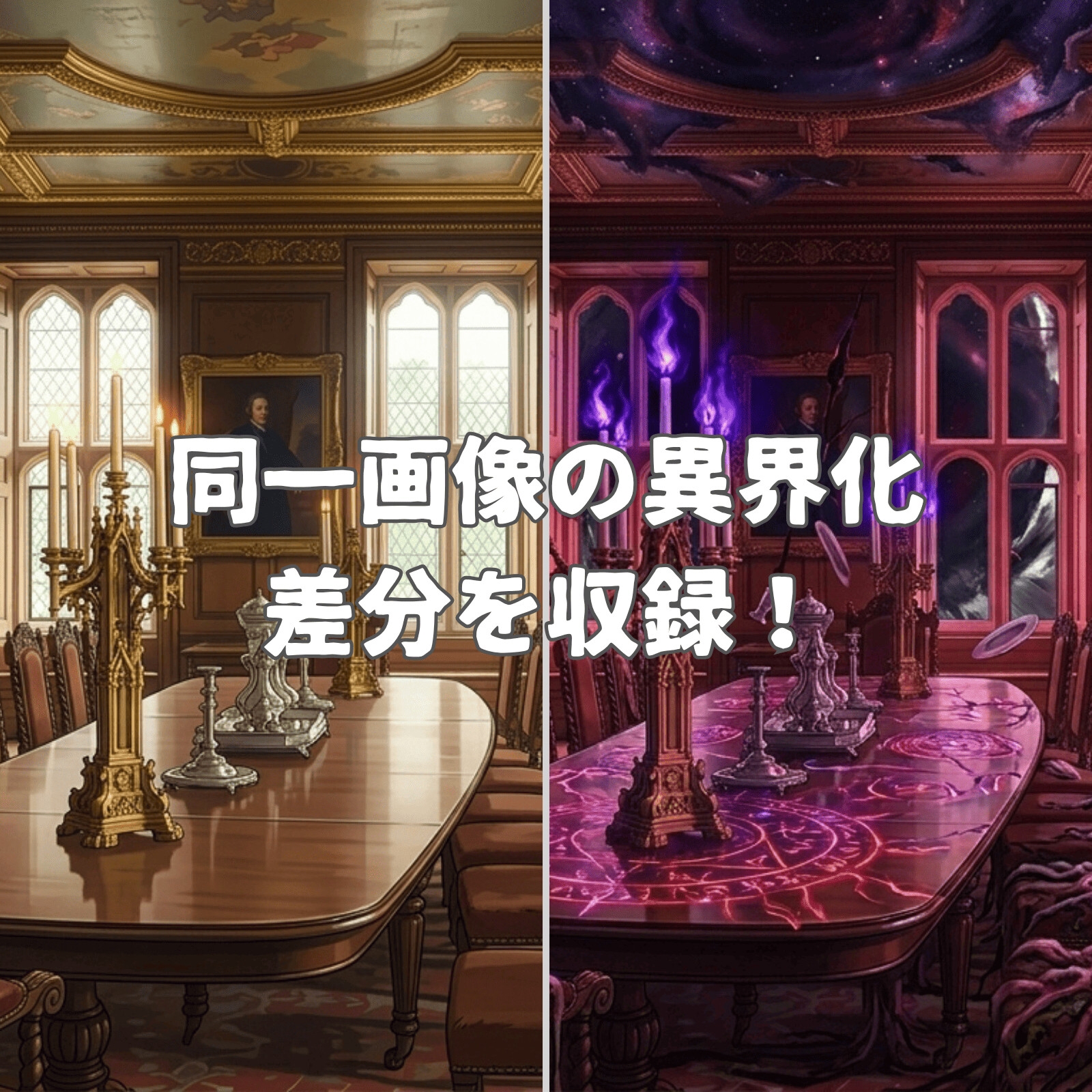 【TRPG背景素材/CoC/ゲーム素材/ココフォリア】ラブクラフト系洋館ホラー アニメ調背景100枚セット|20シーン×5差分(昼/夕/夜/雨/異界化) 画像2