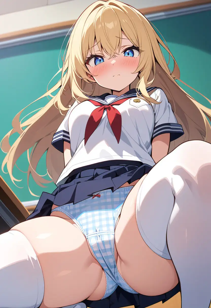 セーラー服でしゃがみパンチラ200枚 サンプル画像 9