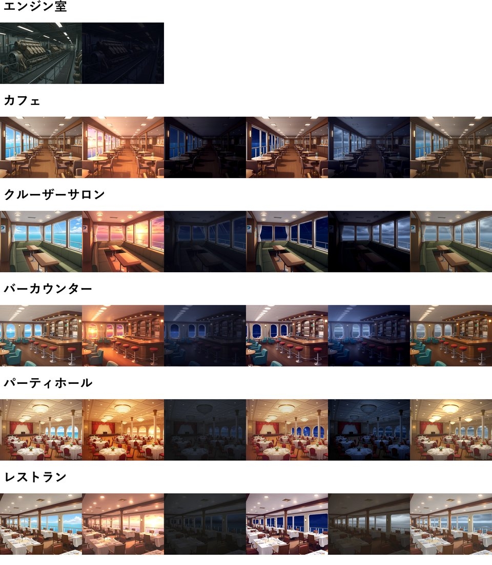 【同一画像高品質差分/126枚】豪華客船/クルーザー背景パック【昼夕夜曇差分】 画像2