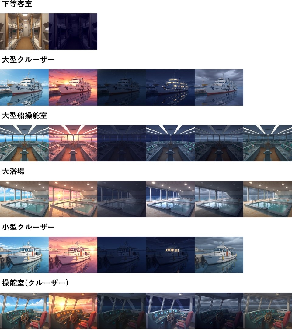 【同一画像高品質差分/126枚】豪華客船/クルーザー背景パック【昼夕夜曇差分】 画像3