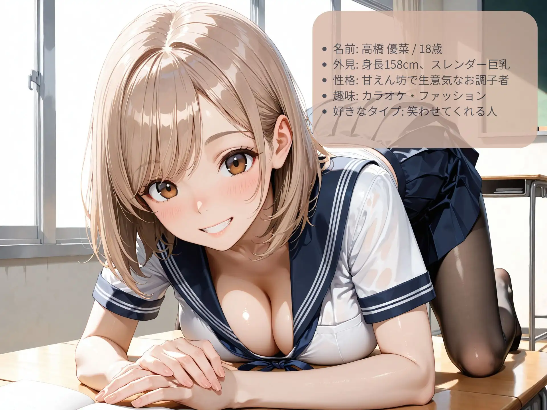 生意気な白ギャル巨乳JKに教室で性教育 サンプル画像 4