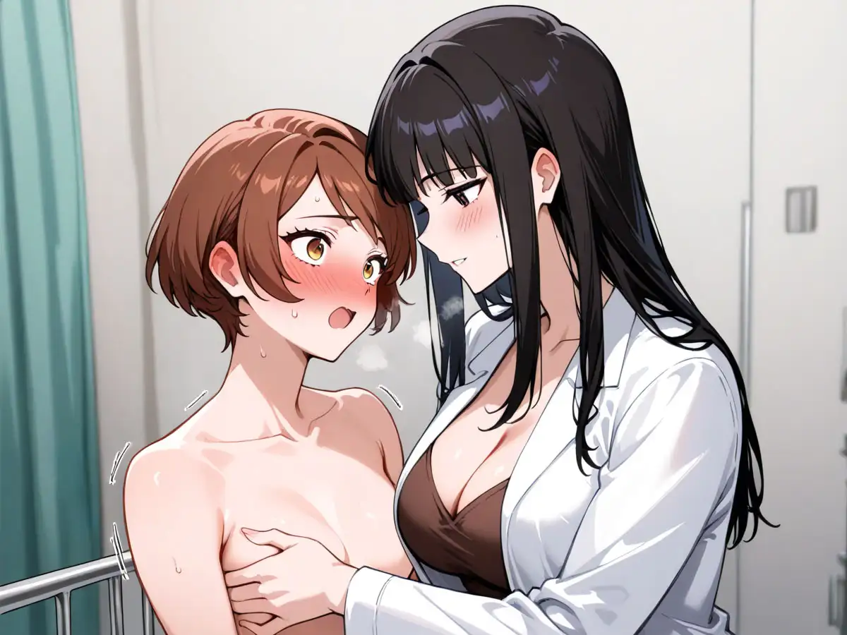 朝起きたら女体化してたので、病院で巨乳女医に診察してもらった結果‥ サンプル画像 4