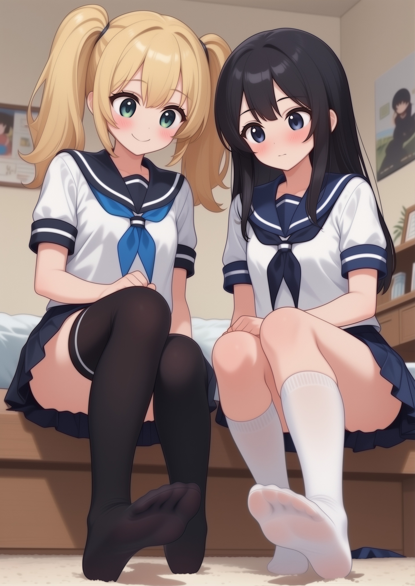 足奴○ペット(靴下種)とJK2人のムレムレ足臭お預けご褒美 画像1