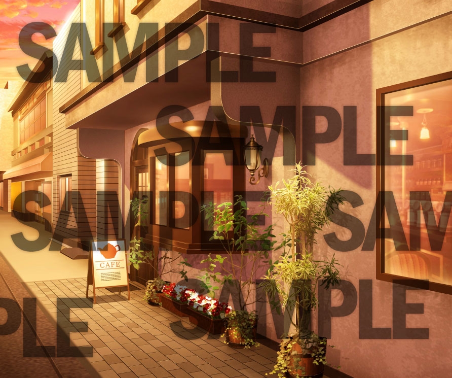 【昼・夕・夜3点差分】アンティークカフェ外観背景素材セット[6000x5000 / PSDレイヤー分離 / AI不使用] 画像2