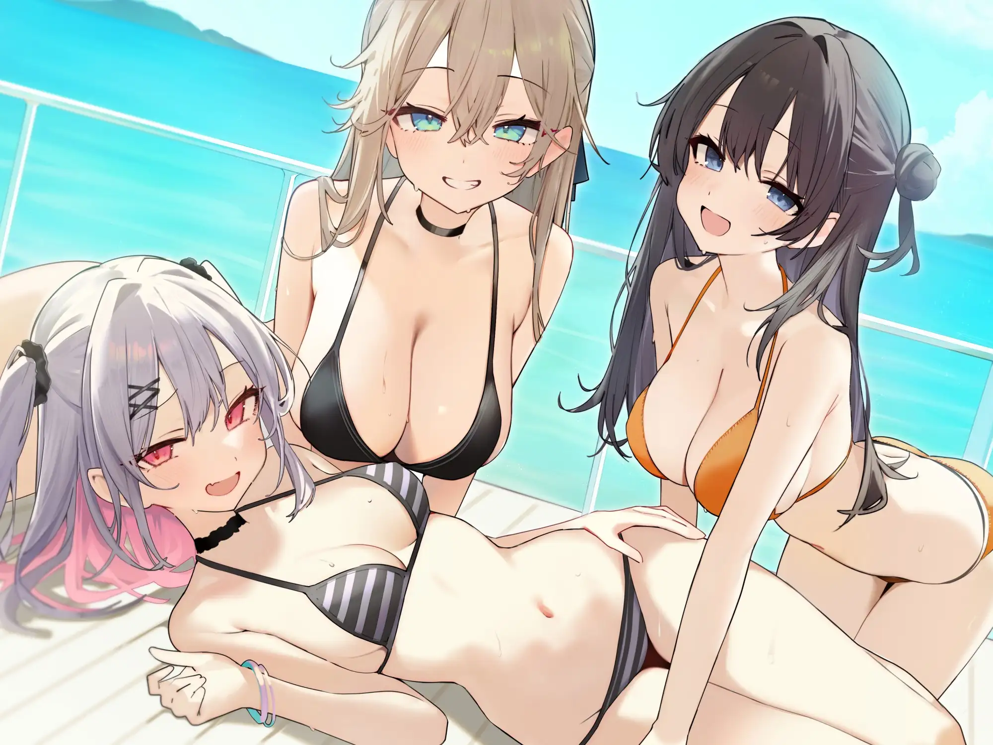 【KU100】ドスケベビキニハーレムボート! ハメっぱなし2泊3日Cruisin'♪ 船上ハーレムビキニ4Pパーティー♪ サンプル画像 9