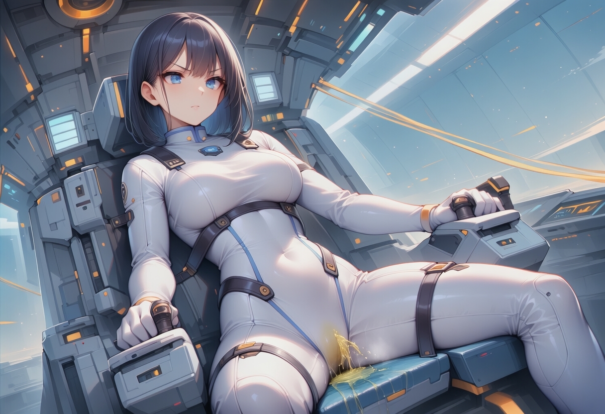 真剣な表情で失禁する女エースパイロット_3