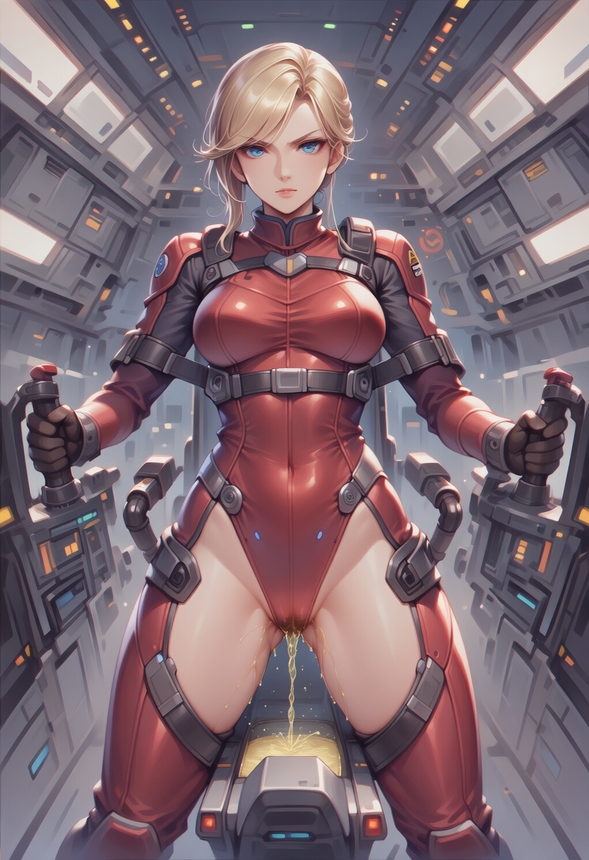 真剣な表情で失禁する女エースパイロット_6