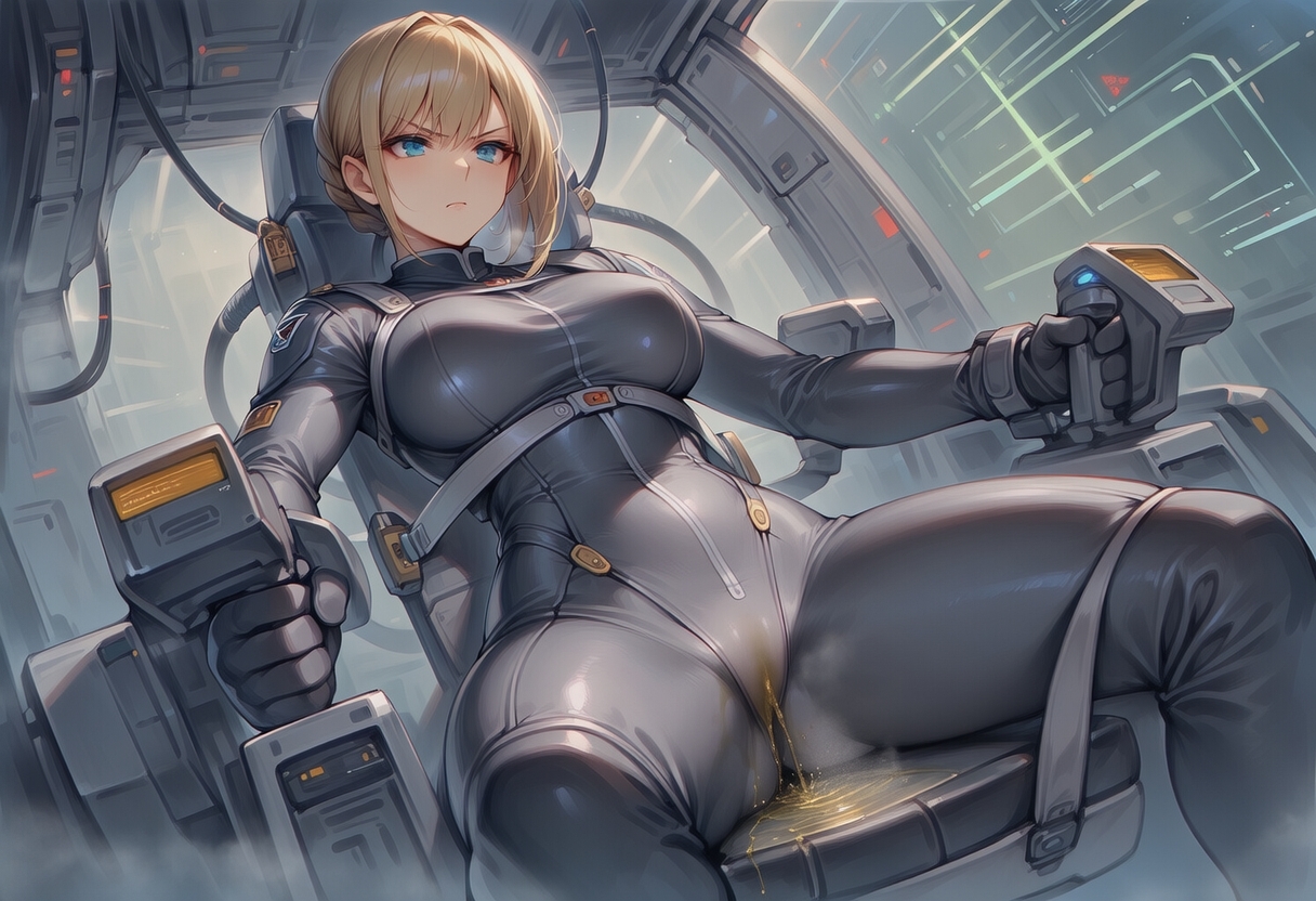 真剣な表情で失禁する女エースパイロット_9