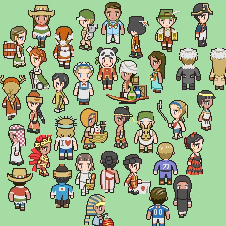 RPGツクールMV/MZ対応 NPC 訪日観光客 キャラチップ 歩行素材 現代 モブ