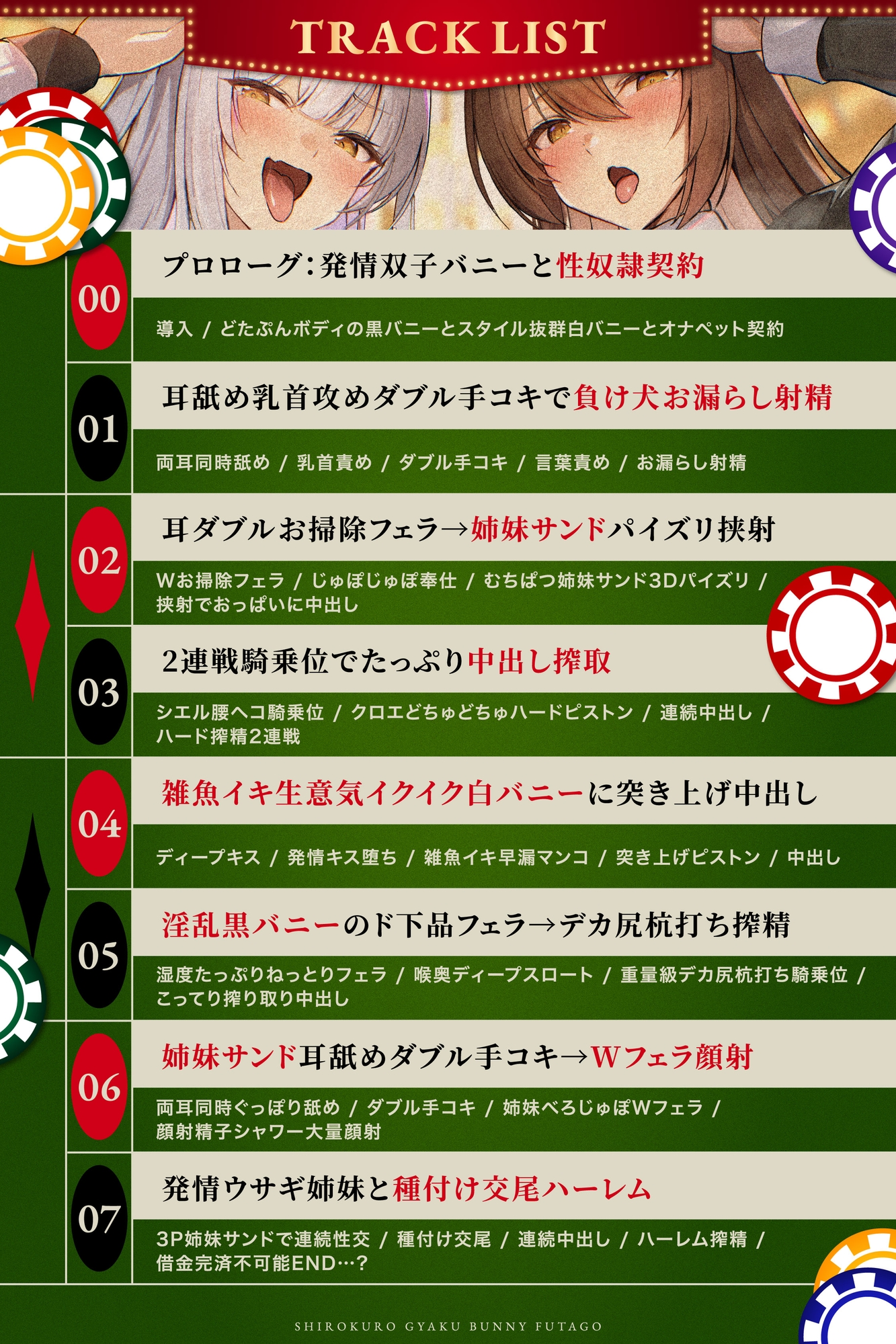 【白黒逆バニー×双子姉妹×逆レ3Pオホ】敗北監禁搾精ハーレム♡耳舐手コキ・Wフェラ&パイズリ挟射・雑魚イキ騎乗位&ムチムチ杭打ちピストン連続濃厚種付け中出し交尾 画像5