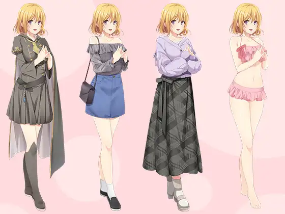 【立ち絵素材】金髪ショートの魔法使い少女 フルセットPSDパック サンプル画像 2