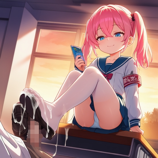 メ○ガキ風紀員に足コキされる！裸を撮影されてもう逃げられない！屈辱のつばかけ！ 画像7