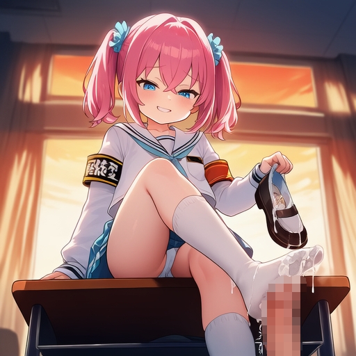 メ○ガキ風紀員に足コキされる！裸を撮影されてもう逃げられない！屈辱のつばかけ！ 画像8