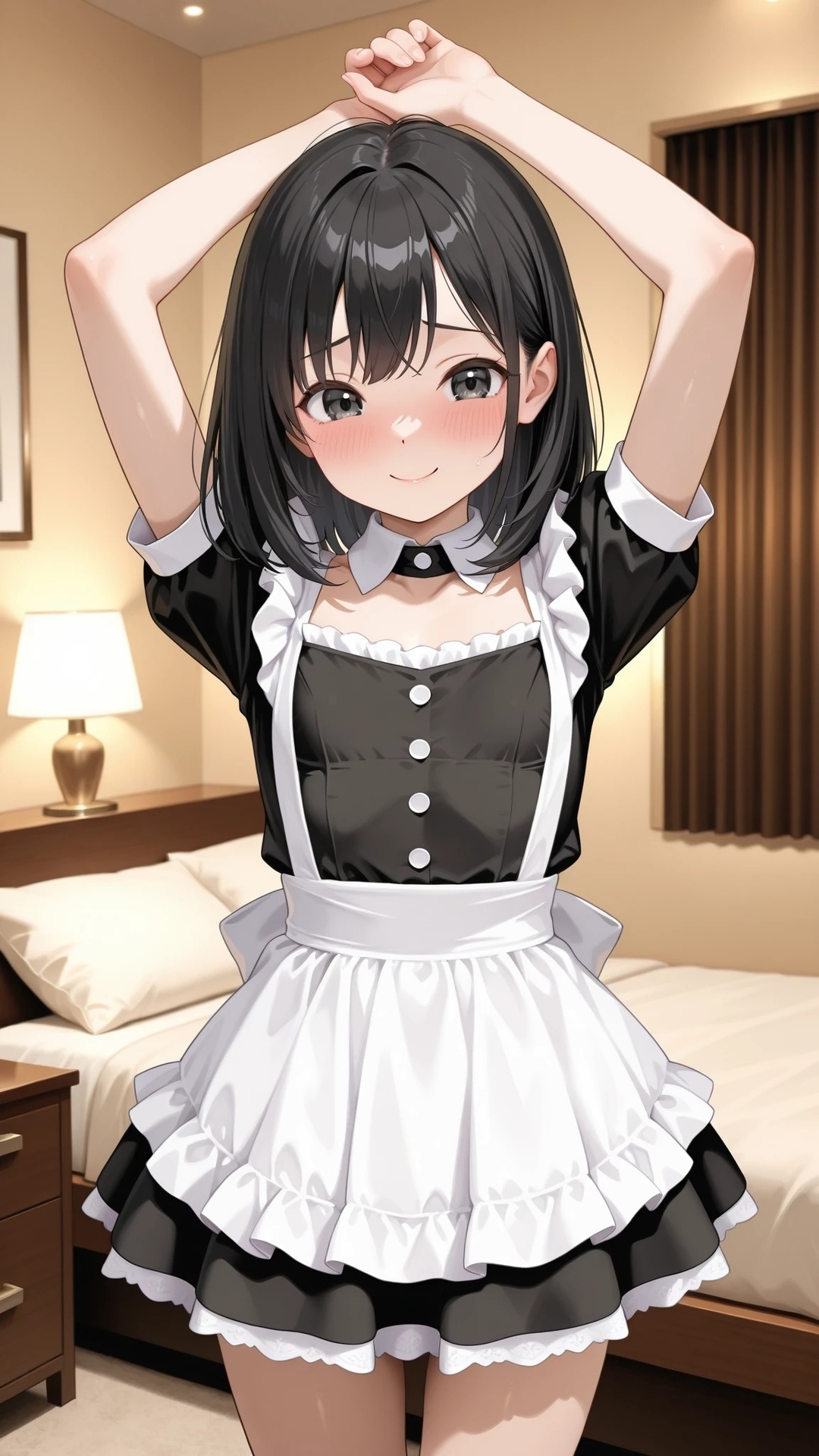 貧乳黒髪メイド美少女とラブホでエッチ 画像2
