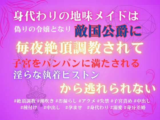身代わりの地味メイドは偽りの令嬢となり、敵国公爵に毎夜絶頂調教されて、子宮をパンパンに満たされる淫らな執着ピストンから逃れられない