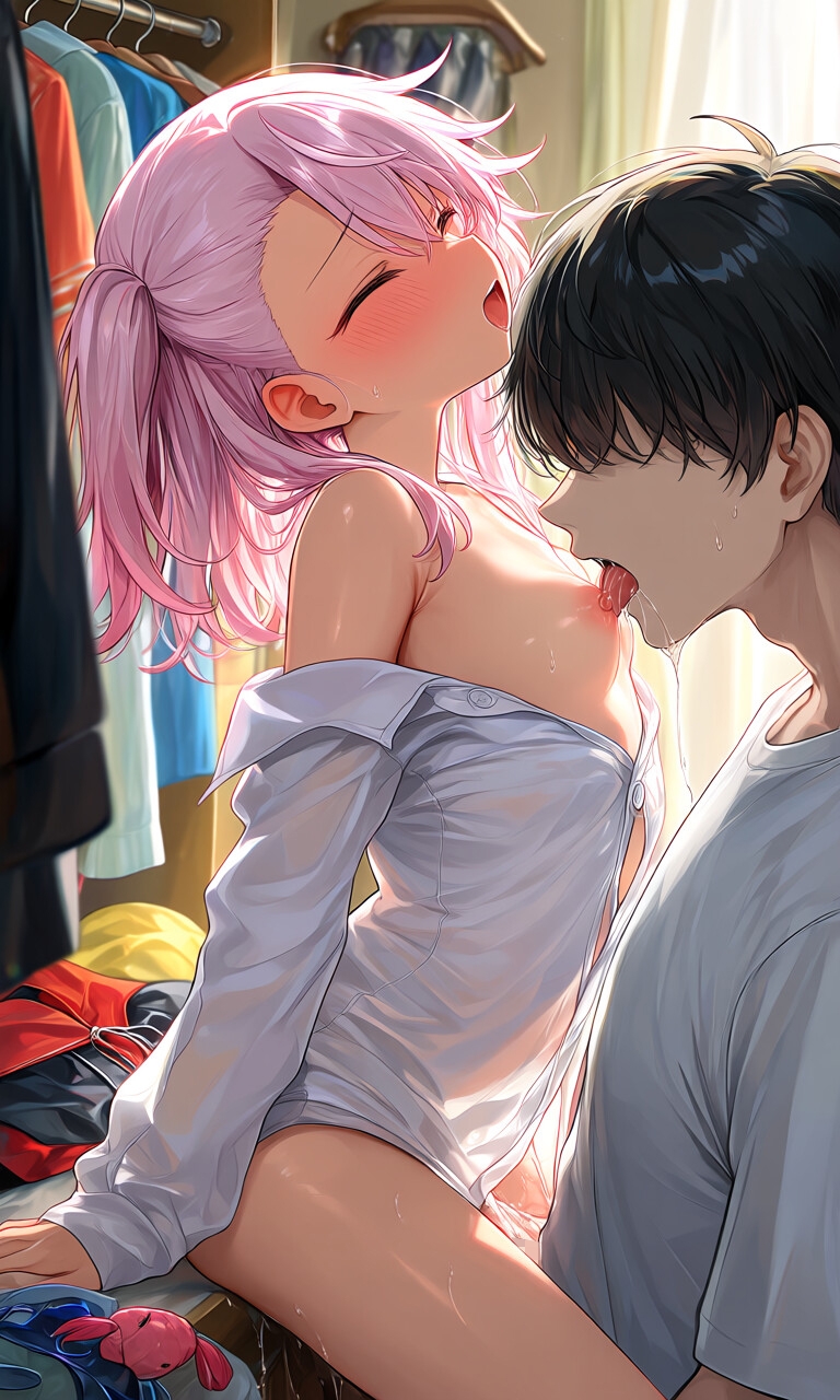 クローゼットで妹の処女まんこ開発！「ダメ///彼氏がいるの、にぃ♡♡♡」デート前の妹が兄のデカチンポに喘ぐ！悶える！? 画像3