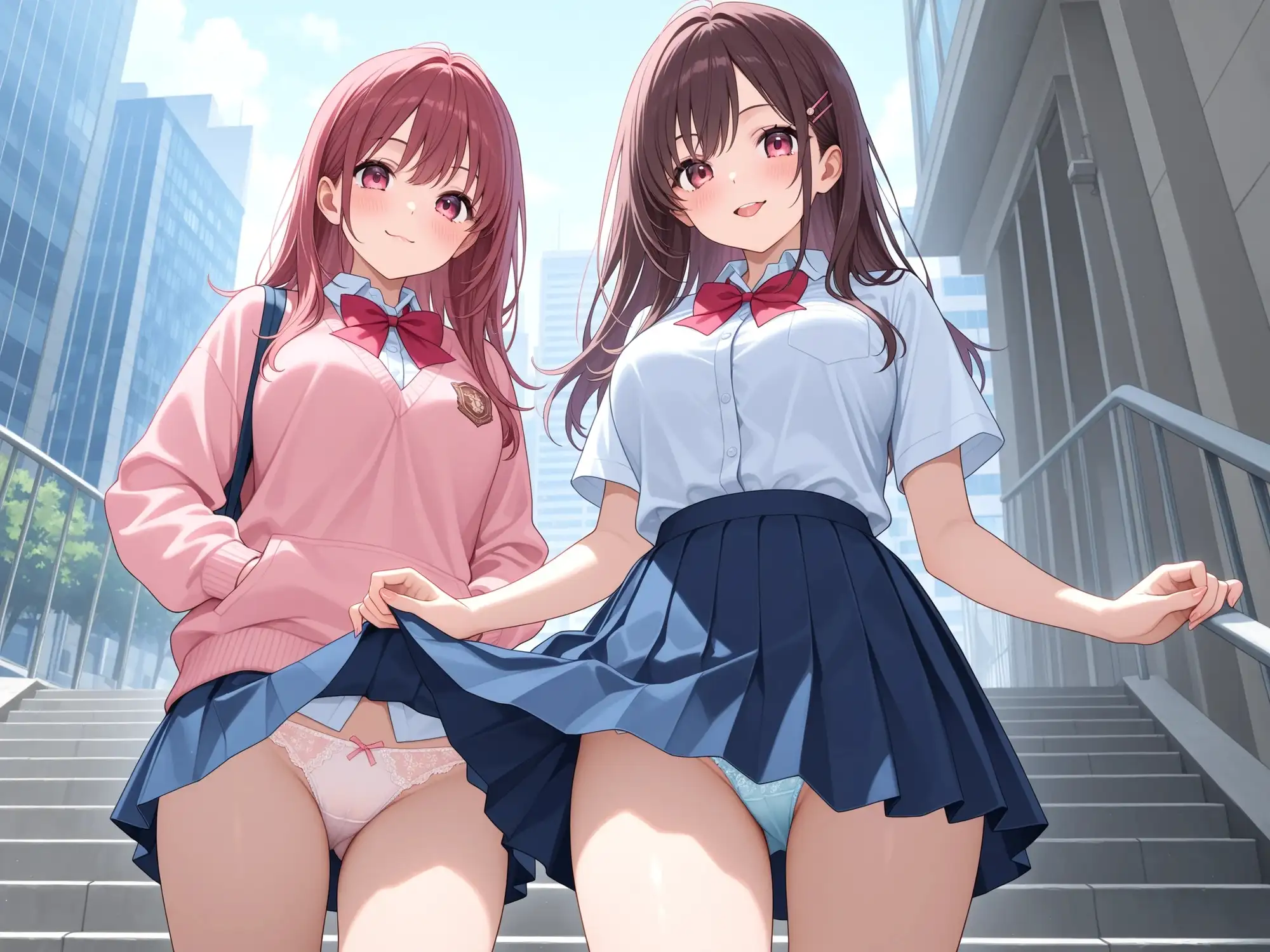 【フルカラー274枚】制服ミニスカ階段パンチラ！ミニスカ制服の女の子たちが階段をのぼっている途中のパンチラが見れます(階段以外のパンチライラストも少しあります) サンプル画像 5