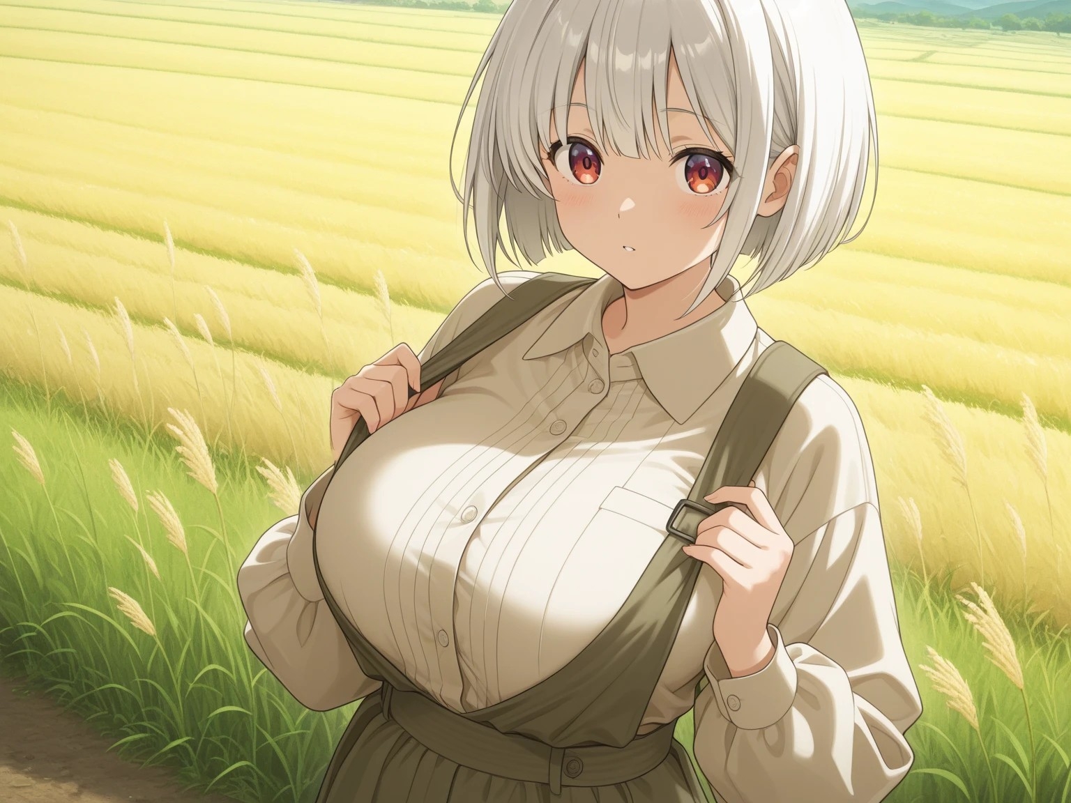 アニメコスチューム茶髪女子と農作業白い髪の女の子と江戸ロマンス_4