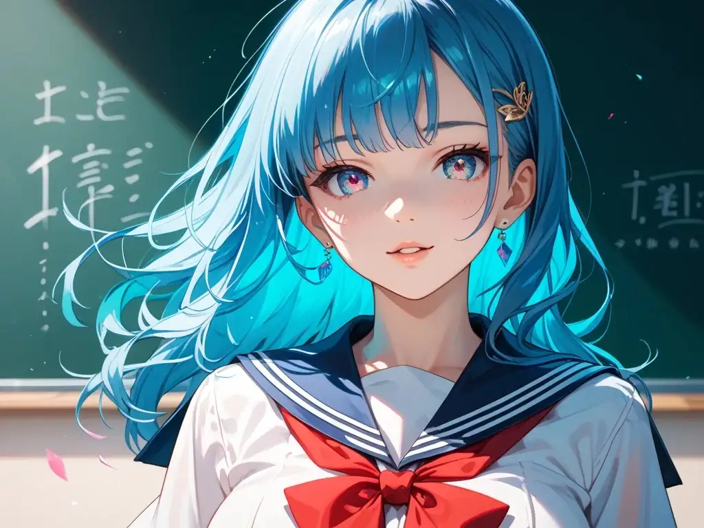茶髪メイドと青髪セーラー服の女の子と茶髪水着の女の子 サンプル画像 4