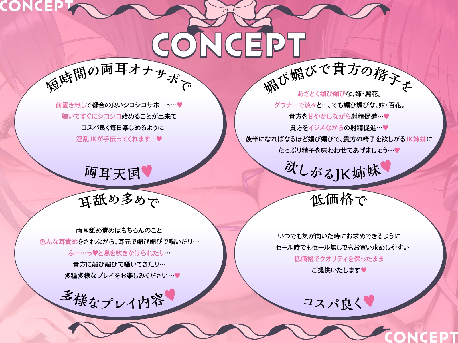 【短時間媚び媚びWオナサポ集♡】素早く気持ち良く、しこしこヌキヌキしたい貴方へ~淫乱JK姉妹丼の両耳天国♡~ 画像2