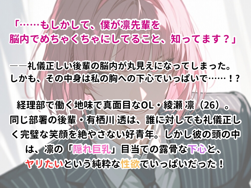 私へのエロい妄想が見える能力に目覚めました【後輩の場合】～毎日垂れ流されるエロい妄想から逃げていたら、資料室で逃げ場をなくされました～ 画像1