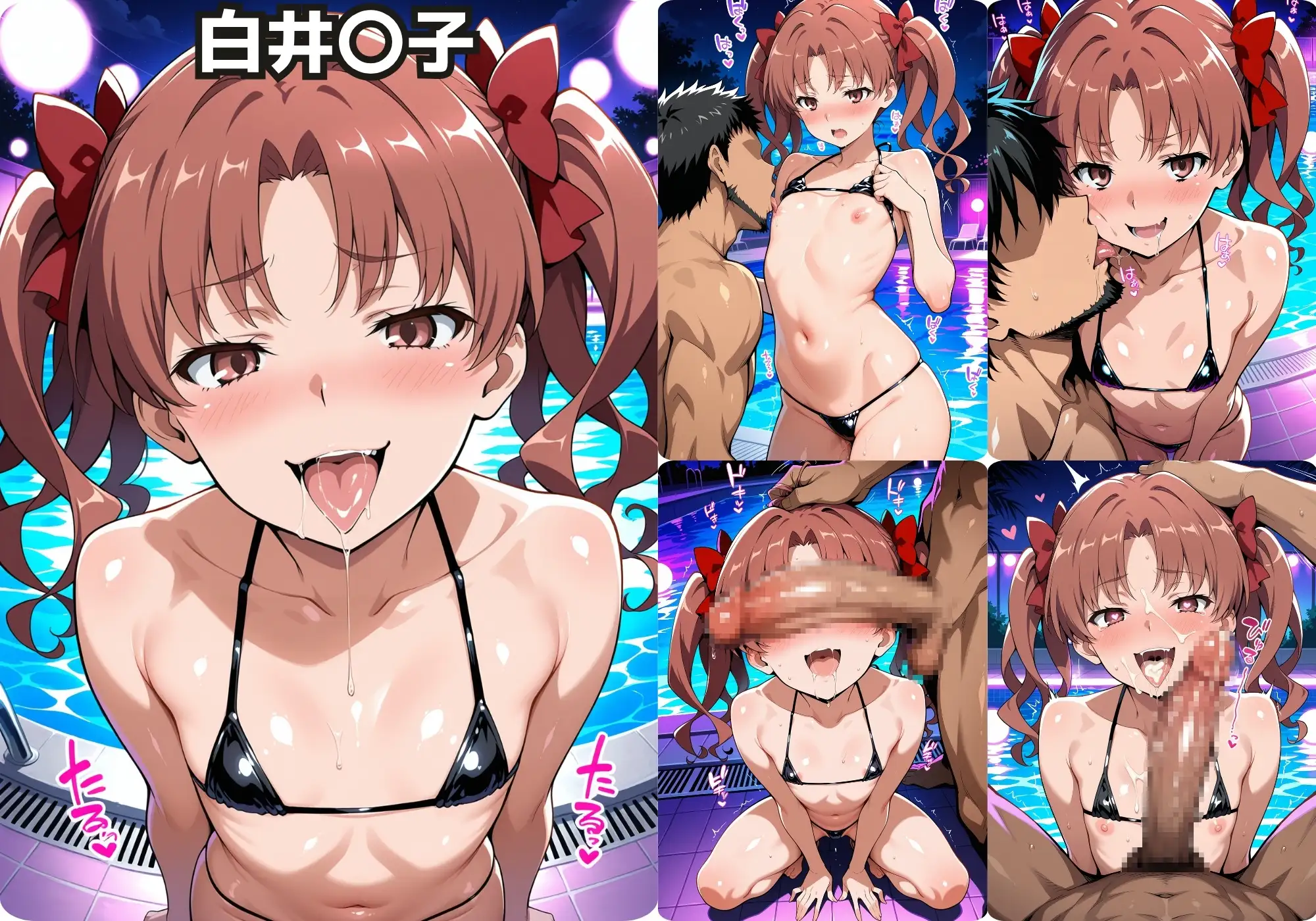 ナイトプールでガンギマるドスケベヒロイン食蜂〇折＆御坂〇琴＆白井〇子 サンプル画像 8