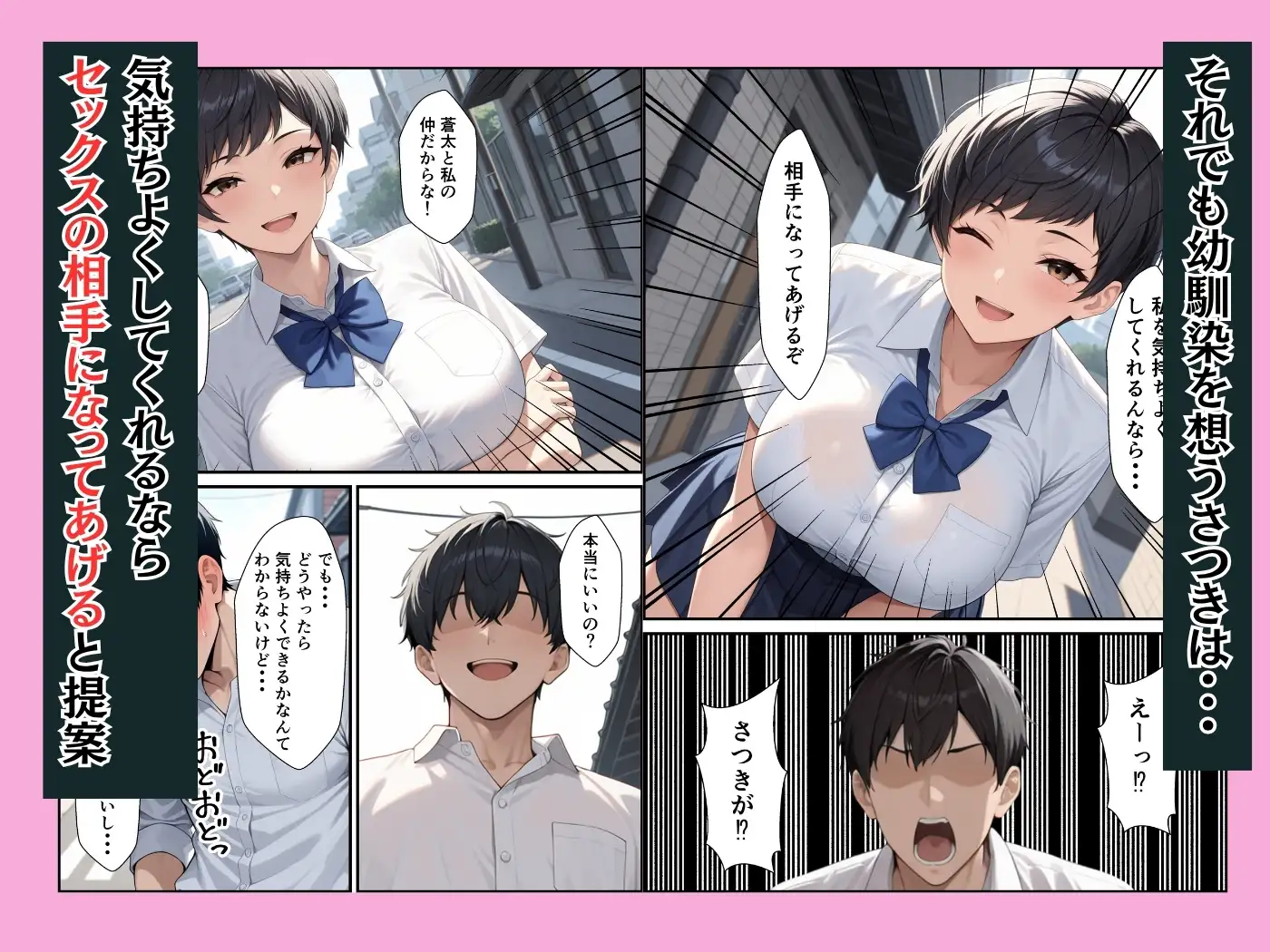 ボーイッシュな爆乳幼馴染が童貞の僕に中出しセックスさせてくれた話 サンプル画像 4