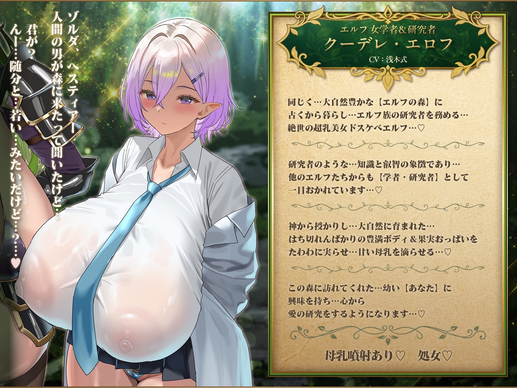 【7/9日まで 早期限定500大特典】【8時間×4人エルフ×母乳ハーレム】～孕ませエルフの森～ ショタ探検家のボクとその子種で孕みボテる4人のドスケベ爆乳雌エルフたち♪ 画像7