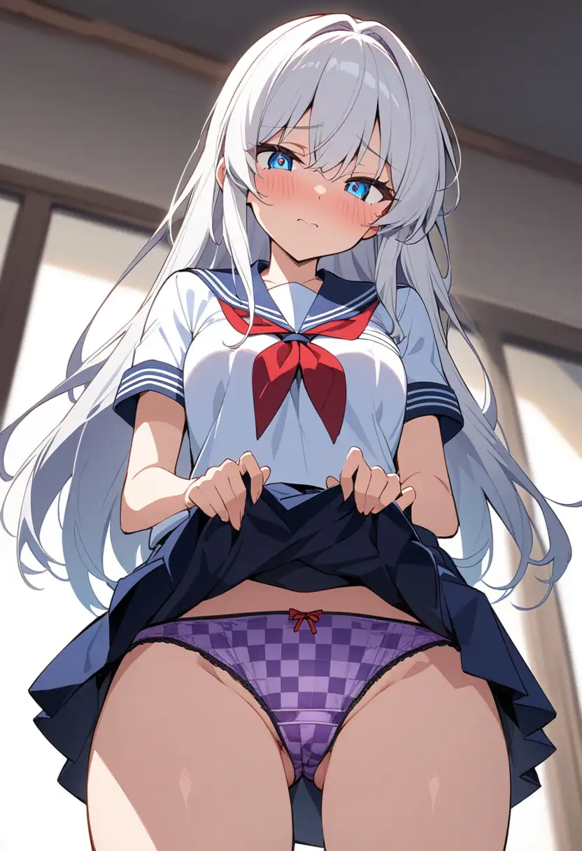 セーラー服でスカートたくし上げパンチラ200枚 サンプル画像 3